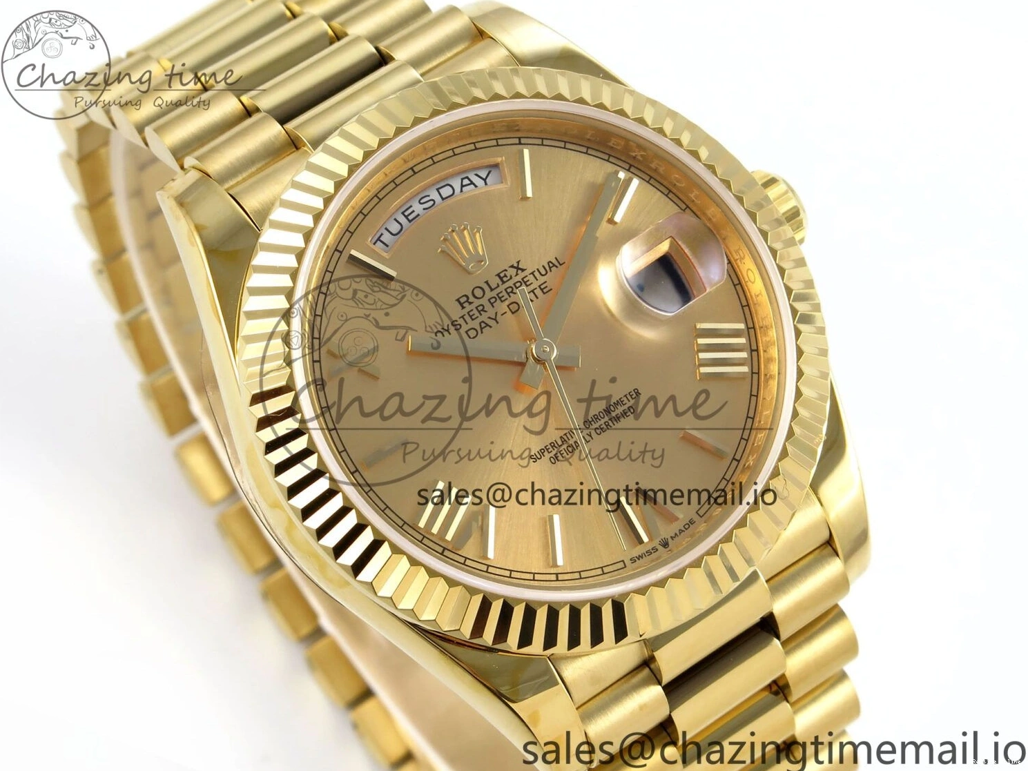 0504 QuickDry Day Date 40 YG 228238 KF 1:1 Best Edition YG Roman Dial on President Bracelet VR3255 (Gain Weight) 839